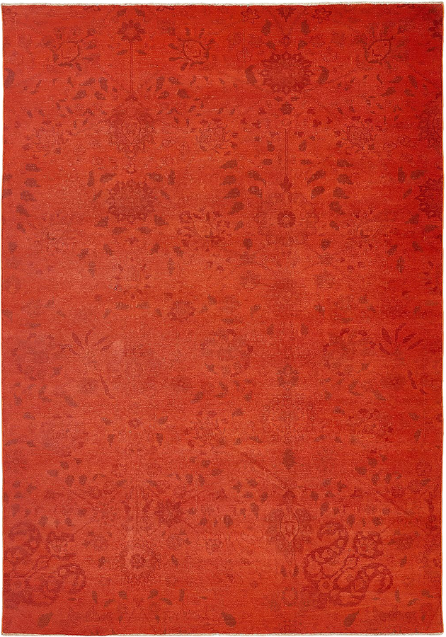 Orange Overdyed Wool Rug - 7'1