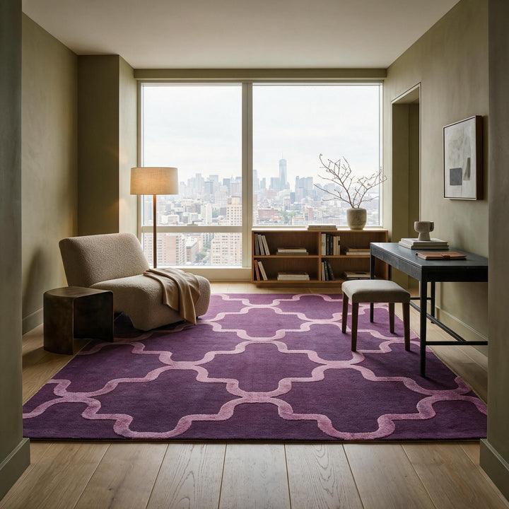 Purple Samsara Wool Rug - 5'1" x 5'10"