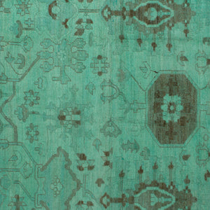 Green Overdyed Wool Rug - 6'10" x 12'8" - hover