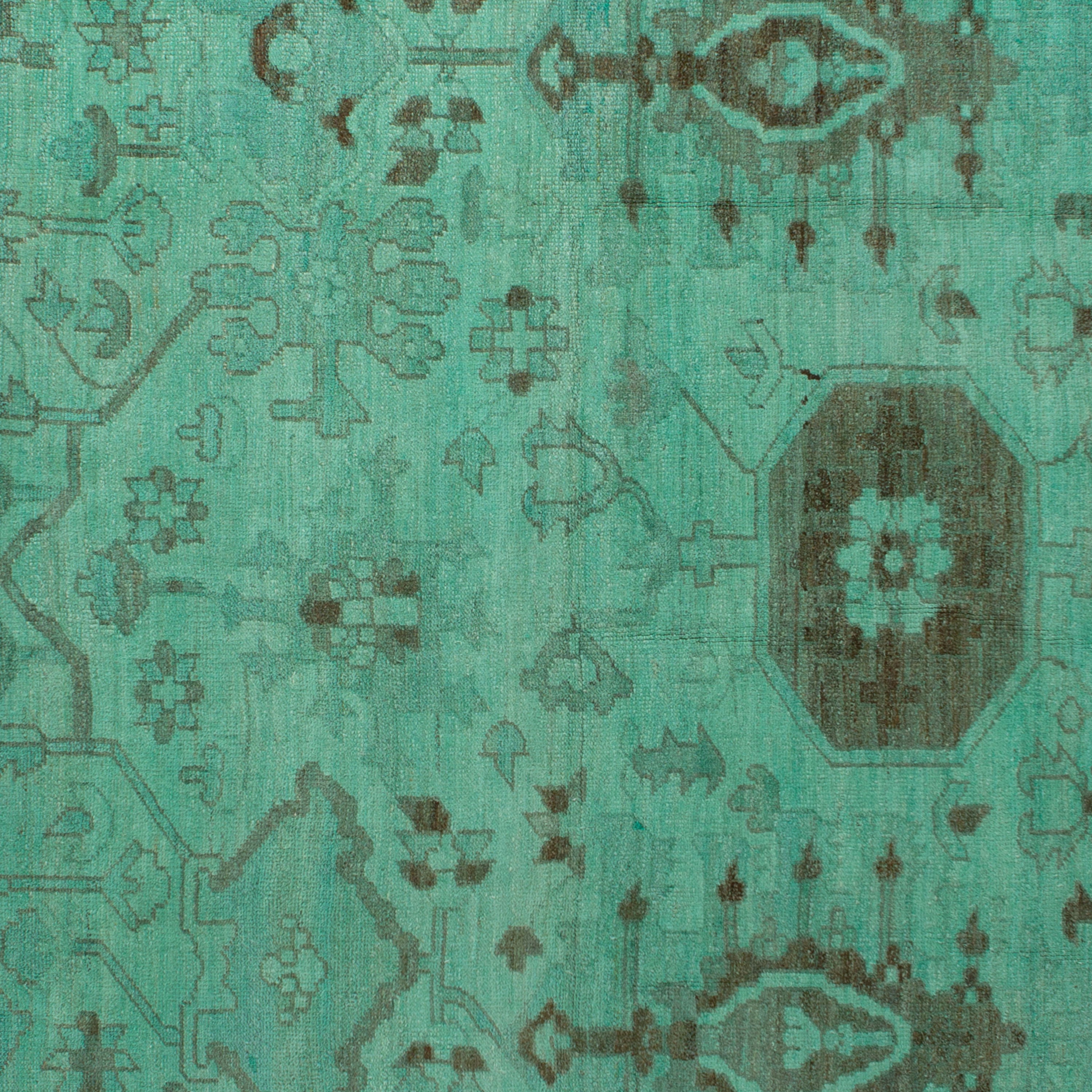 Green Overdyed Wool Rug - 6'10" x 12'8"