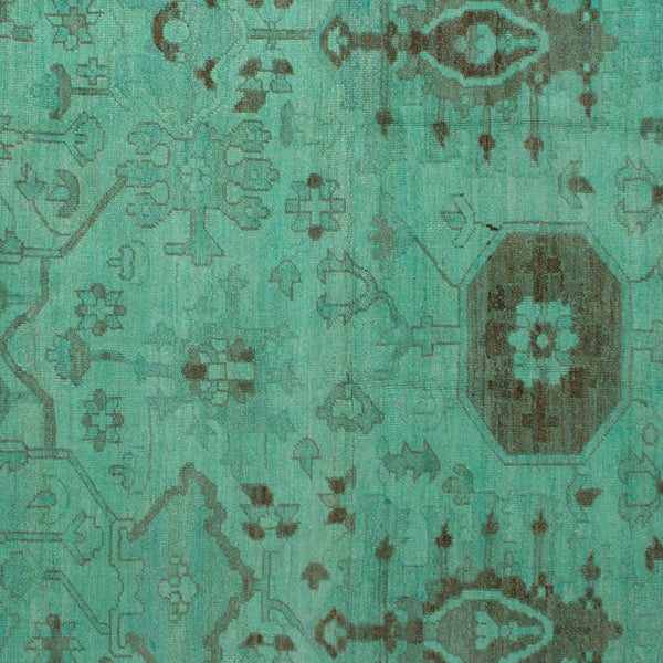 Green Overdyed Wool Rug - 6'10" x 12'8"