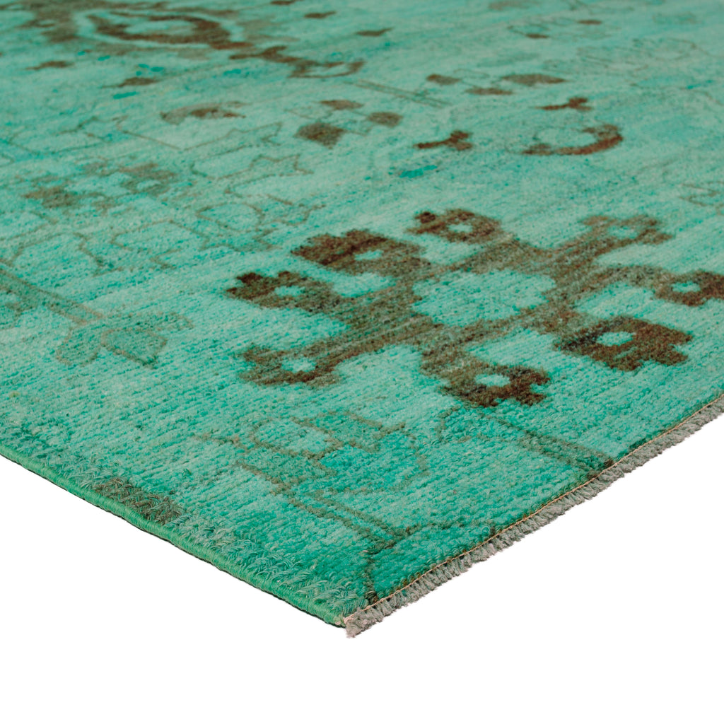 Green Overdyed Wool Rug - 6'10" x 12'8"