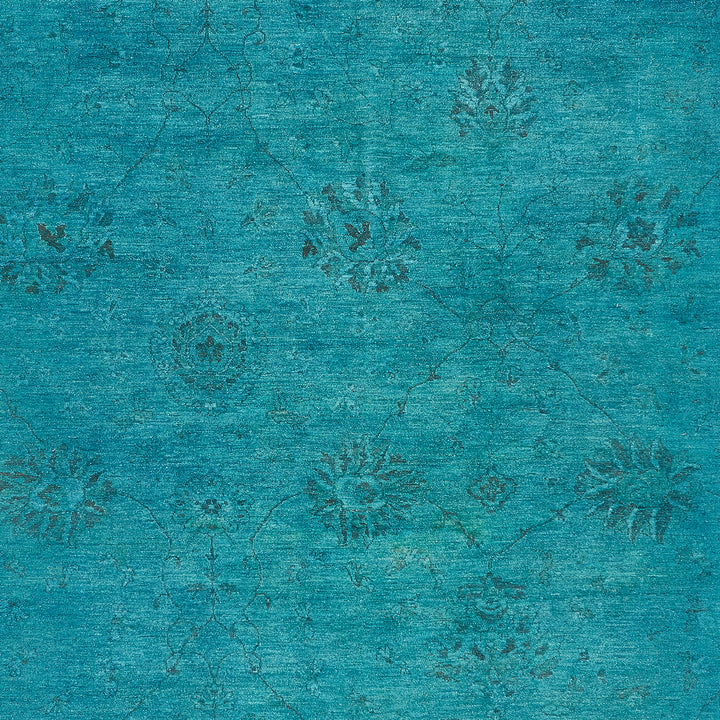 Vintage teal pattern with faded floral design and delicate lines