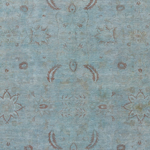 Vintage rectangular area rug with traditional floral design in blue. - hover