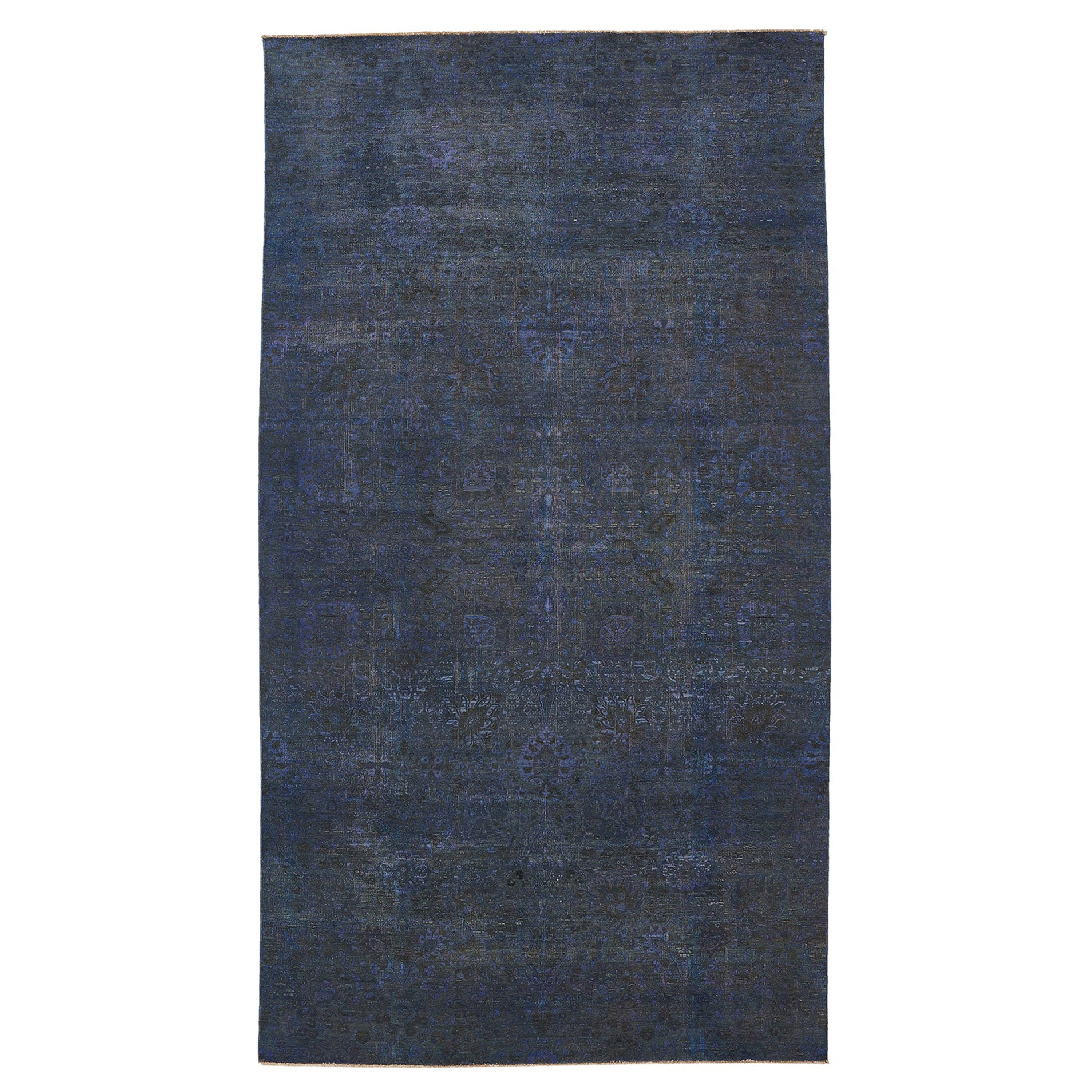 Blue Overdyed Wool Rug - 6'7" x 12'1"