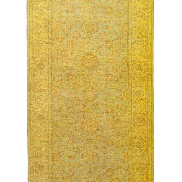 Yellow Overdyed Wool Rug - 5'1" x 15'6"