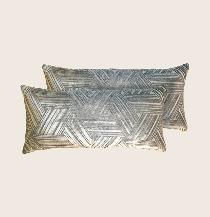 Set of 2 Mini Entwined Velvet Pillow, Nickel