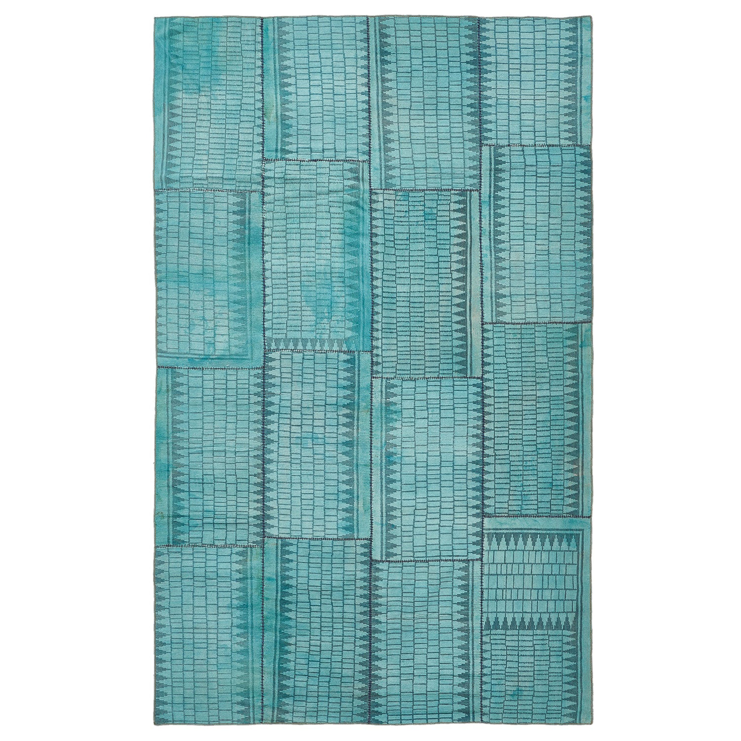 Blue Samsara Patchwork Wool Rug - 7'2" x 11'10"