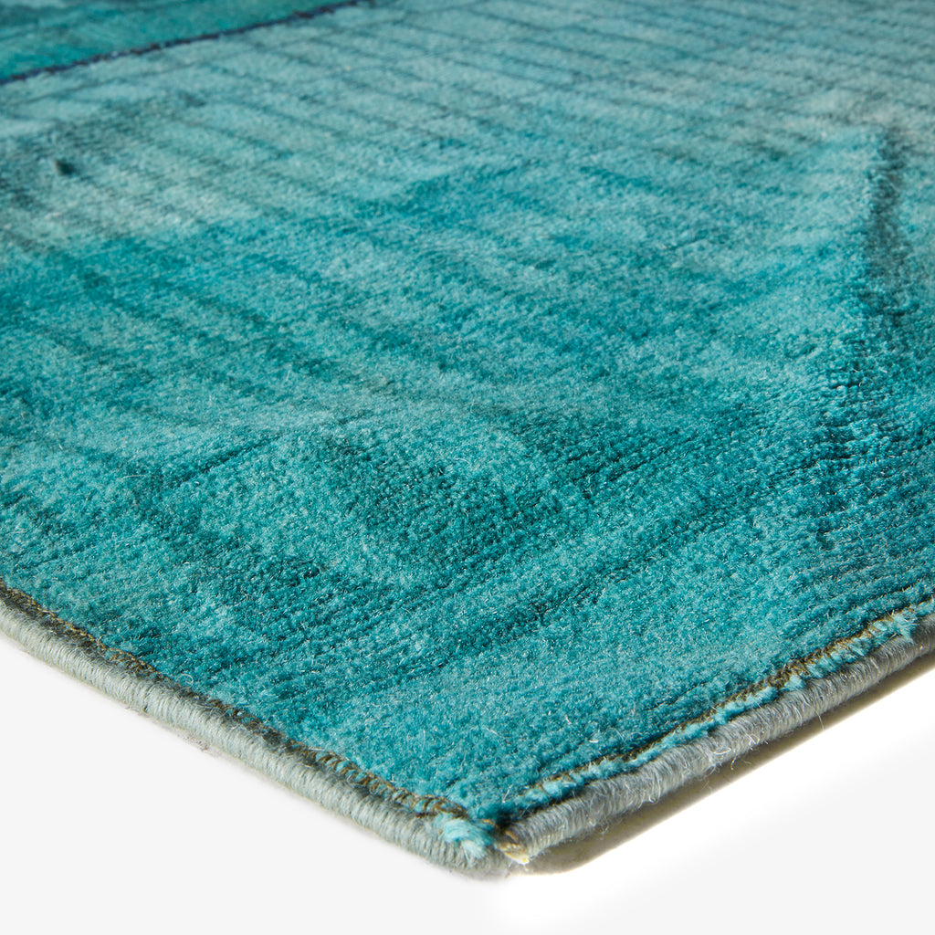 Blue Patchwork Wool Rug - 7'2" x 11'10"