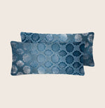 Set of 2 Mini Mod Fretwork Velvet Pillow, Denim