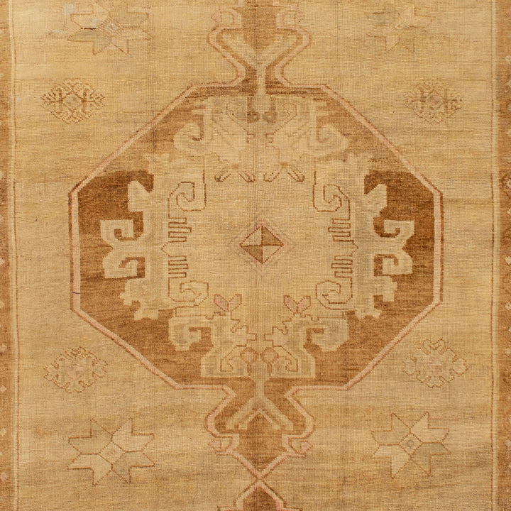 Beige Vintage Traditional Turkish Wool Rug - 6'2" x 17'2"