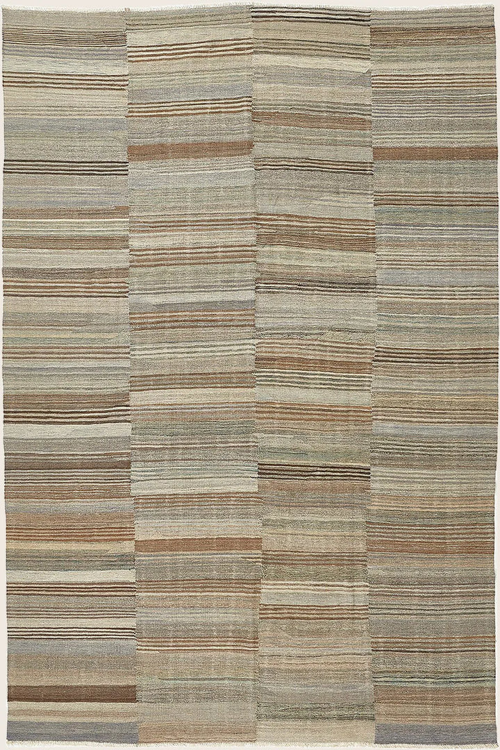 Beige Flatweave Wool Rug - 7'9" x 11'5"