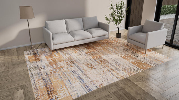 Brown Alchemy Modern Wool Silk Blend Rug - 8'11" x 12'