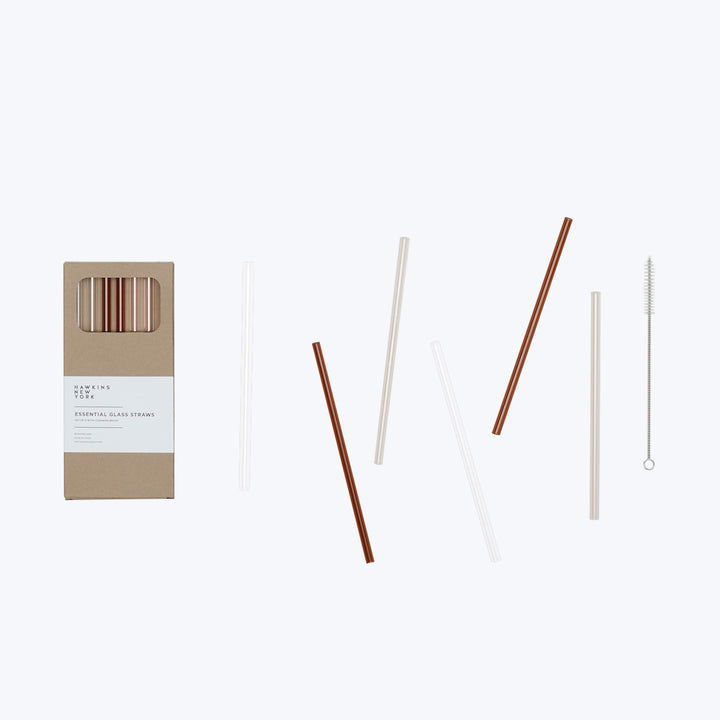 Eco-friendly glass straws and cleaning brush by Hawkins New York.