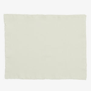 Plain off-white fabric with frayed edges on white background.