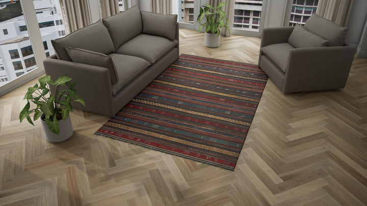 Multicolored Multicolored Vintage Flatweave Wool Turkish Kilim - 6' x 10'