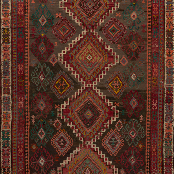 Multi Vintage Flatweave Wool Rug - 6'8" x 9'11" Default Title