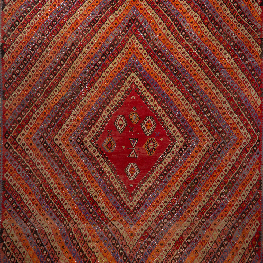 Multi Vintage Flatweave Wool Rug - 10'6" x 12'2" Default Title