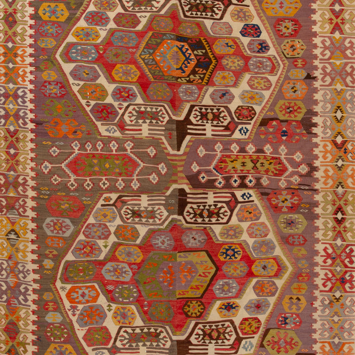 Vintage Flatweave Wool Turkish Kilim - 5'9" x 13'9"