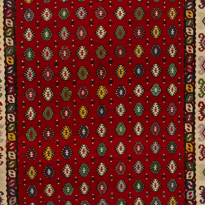 Red Vintage Flatweave Wool Turkish Kilim - 6'8" x 9'9"