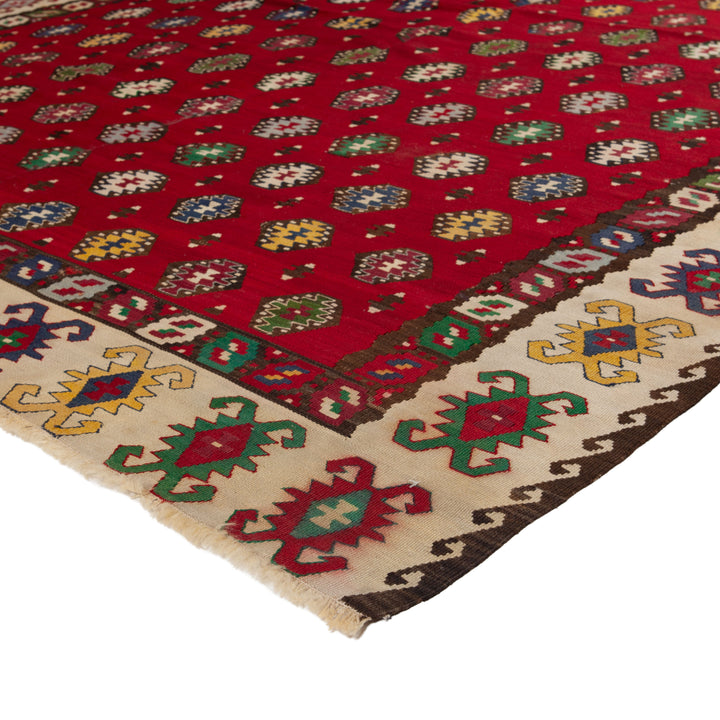 Red Vintage Flatweave Wool Turkish Kilim - 6'8" x 9'9"