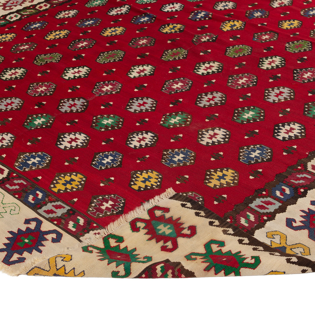Red Vintage Flatweave Wool Turkish Kilim - 6'8" x 9'9"