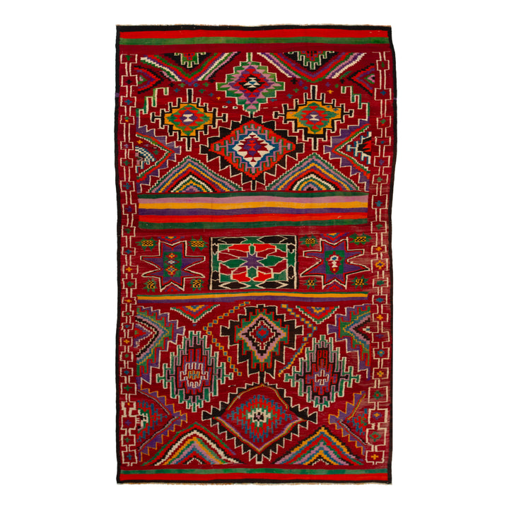 Vintage Flatweave Wool Turkish Kilim - 6'7" x 11'6"