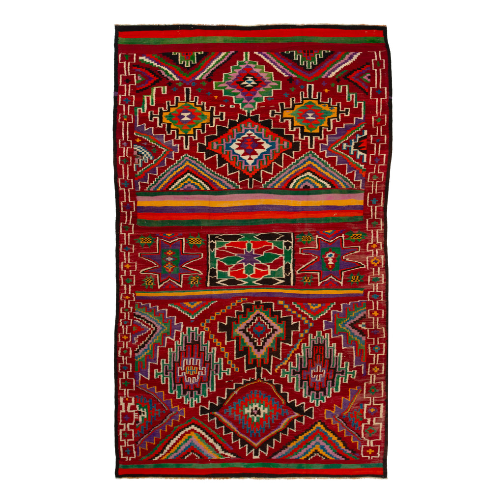 Vintage Flatweave Wool Turkish Kilim - 6'7" x 11'6"