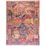 Intricate and vibrant antique Persian-style carpet featuring symmetrical patterns.