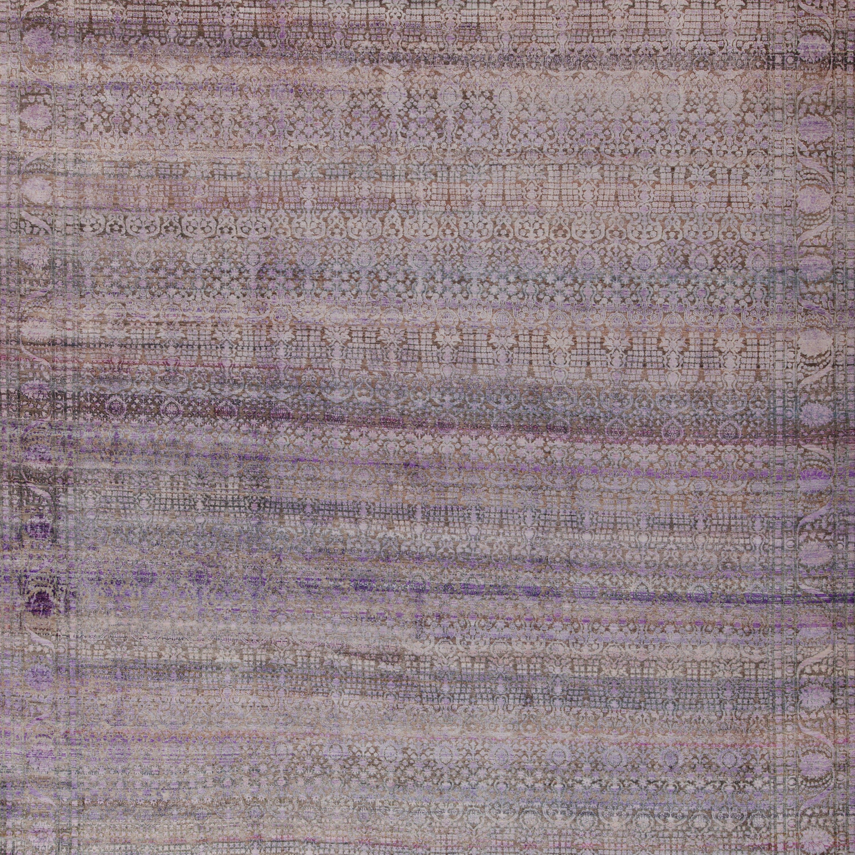 Purple Transitional Wool Silk Blend Rug - 11' x 15'