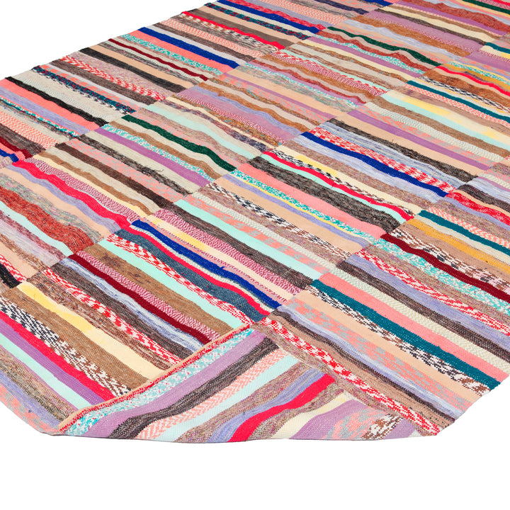 Multi Vintage Flatweave Wool Rug - 6'10" x 11' Default Title