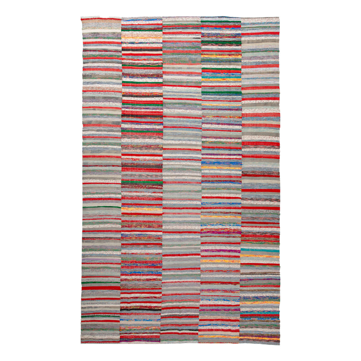 Multicolored Vintage Flatweave Anatolian Wool Rug - 8" x 13'2"