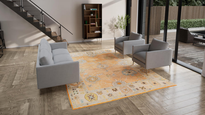 Orange Traditional Wool Rug - 8'10" x 12'2"