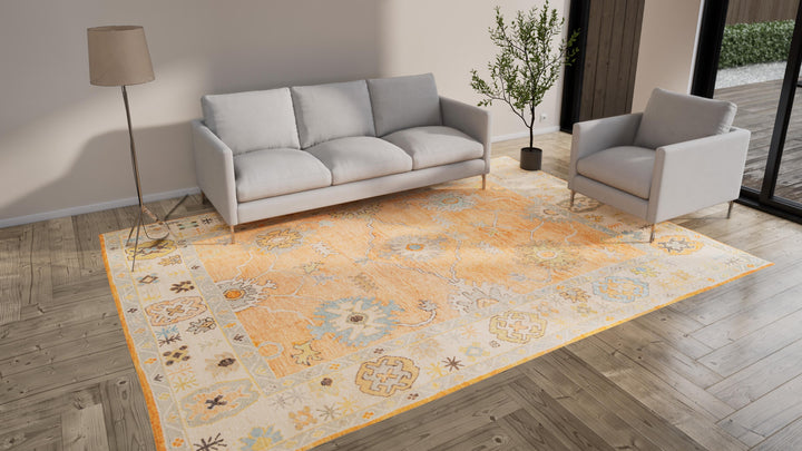 Orange Traditional Wool Rug - 8'10" x 12'2"