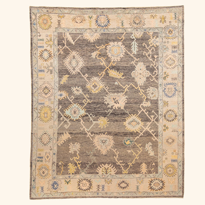 Brown Traditional Wool Rug - 9'3" x 11'5"