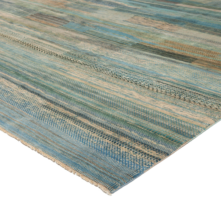 Blue Modern Wool Rug - 11'11" x 15'2"