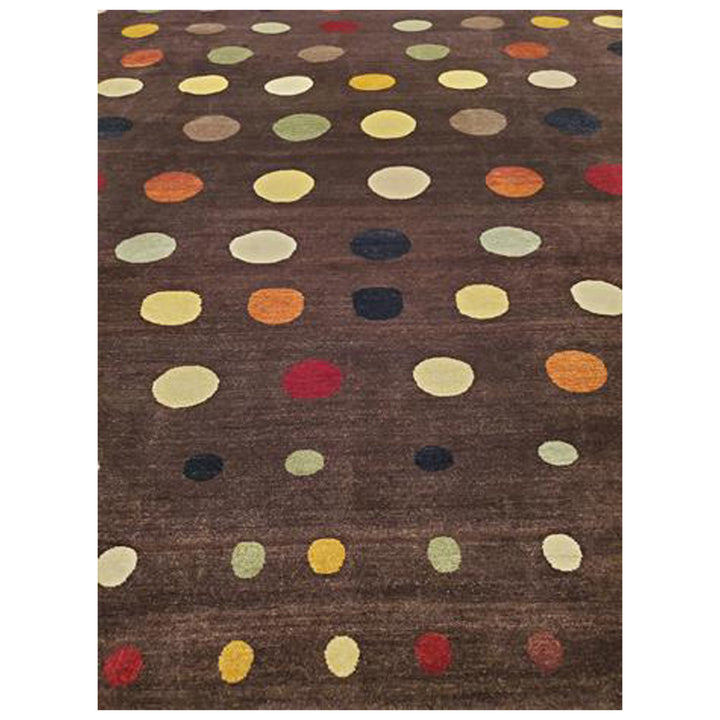 Brown Multicolored Contemporary Wool Rug - 8'10" x 11'8"