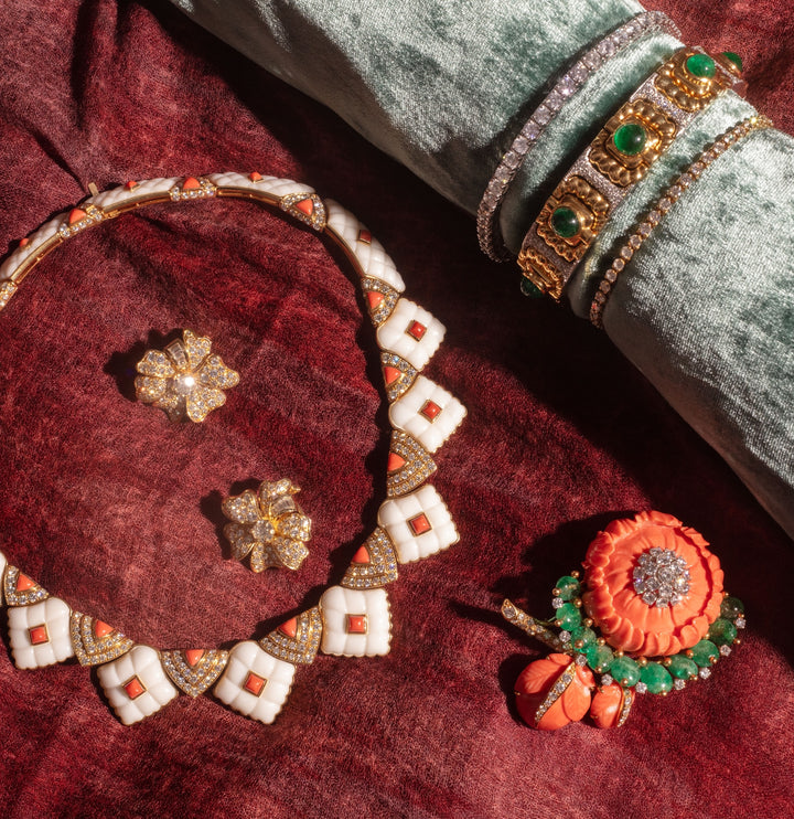 1980s 18KYG Diamond Flower Earrings