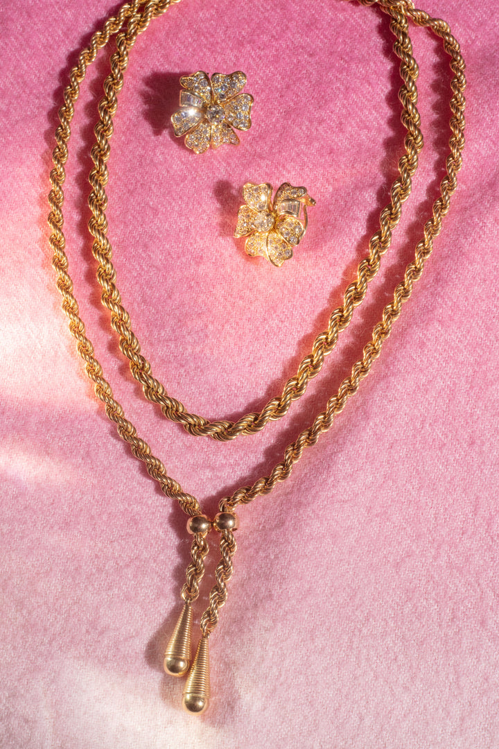 18K Yellow Gold Rope Tassel Necklace