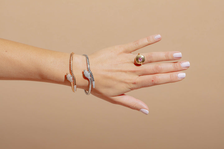 Full Diamond Head & Rattler Bracelet - Rose Gold