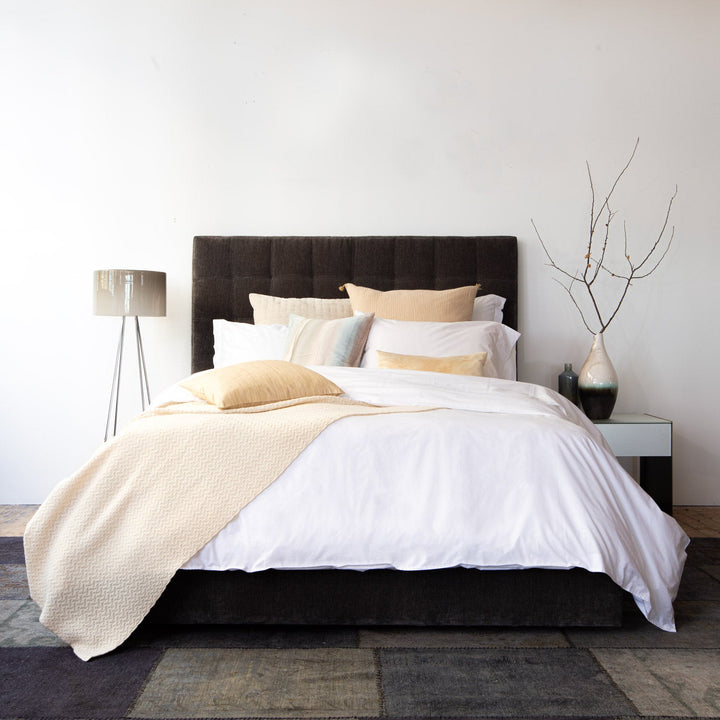 Layla Sateen Duvet + Shams, White-Duvet-King