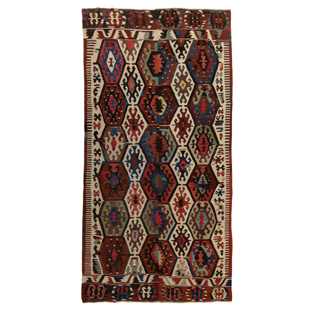 Multicolored Flatweave Wool Rug - 5'5" x 10'5"