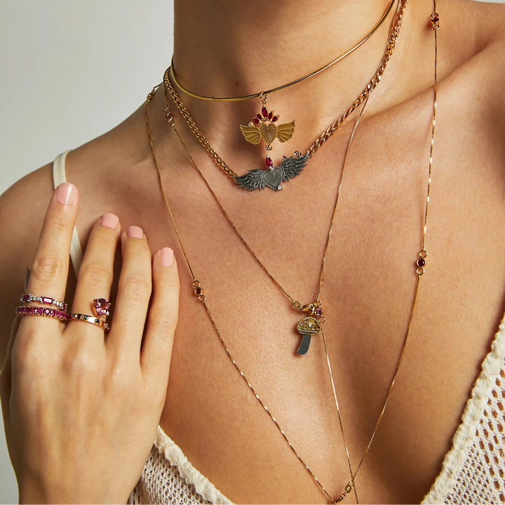 Joy Gold Heart Ruby And Diamonds Pendant