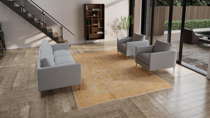 Orange Antique Turkish Oushak Rug - 8'2" x 11'7"