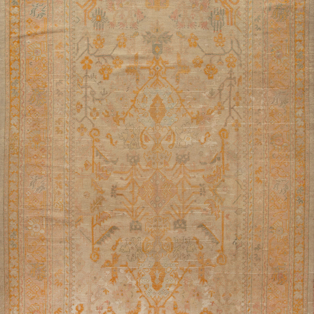 Beige Vintage Traditional Wool Oushak Rug - 8'2" x 11'7"