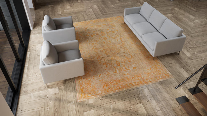 Orange Antique Turkish Oushak Rug - 8'2" x 11'7"