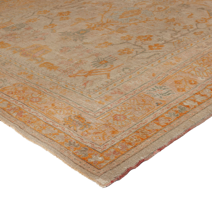 Beige Vintage Traditional Wool Oushak Rug - 8'2" x 11'7"