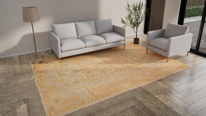 Orange Antique Turkish Oushak Rug - 8'2" x 11'7"
