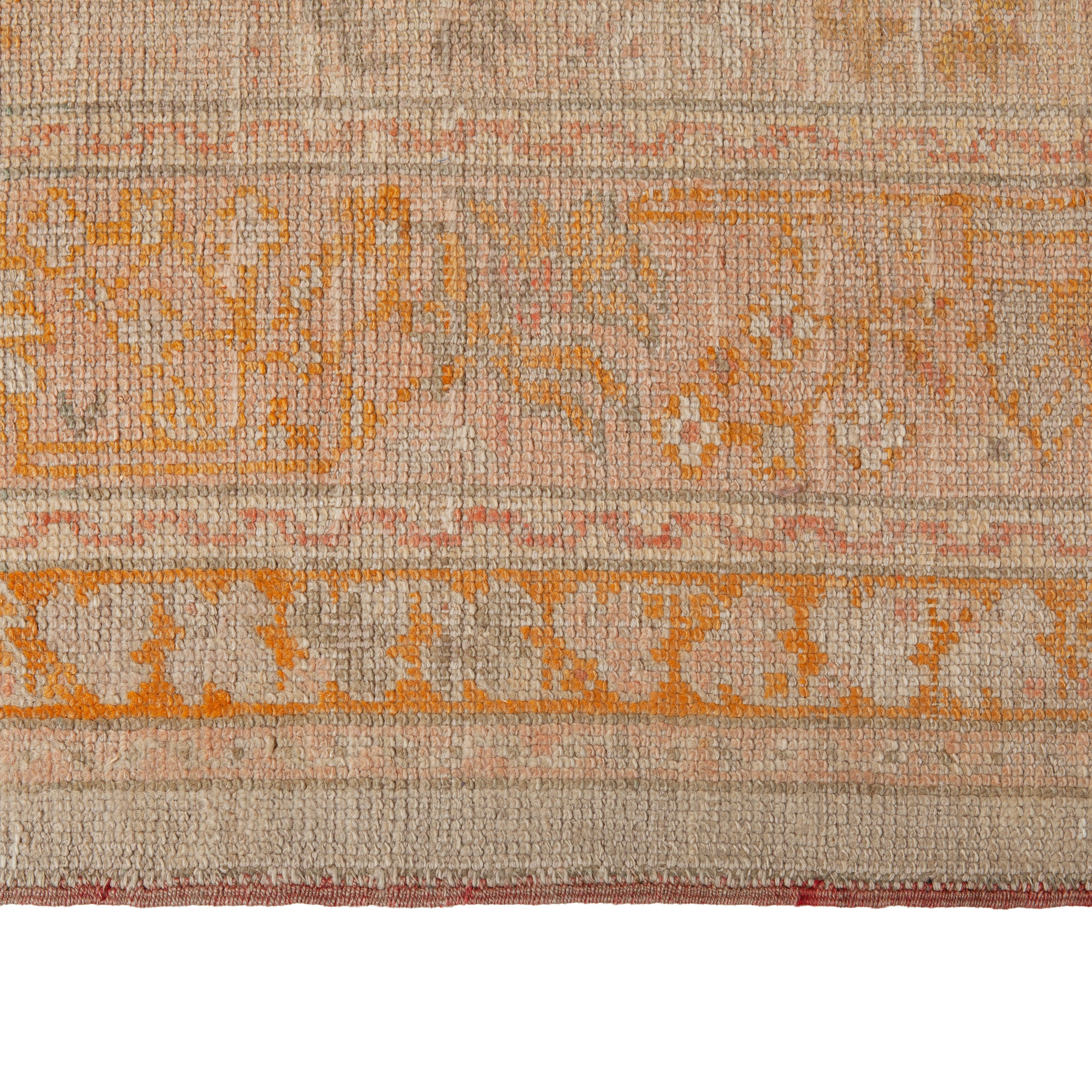 Beige Vintage Traditional Wool Oushak Rug - 8'2" x 11'7"