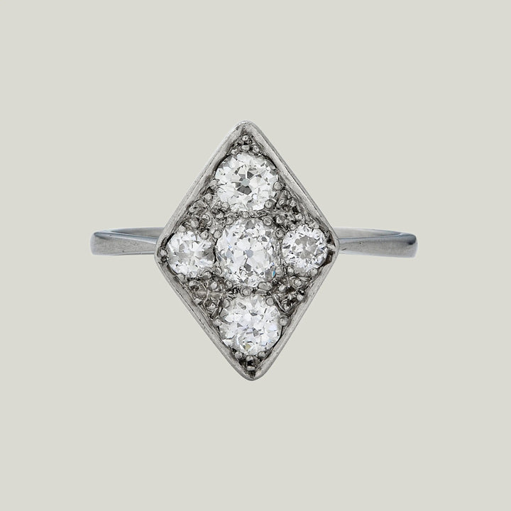 Platinum French Art Deco Diamond Ring 1